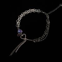 Purple Love Rhinestone Tassel Thick Necklace Clavicle Chain Wholesale main image 6