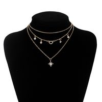 Collier De Diamant D&#39;amour Exagéré Rétro Multicouche Hexagramme main image 6