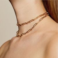 Fashion Metal Buckle Clavicle Chain Shiny Silver Necklace main image 1