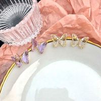 Creative Fantasy Glass Purple Crystal Butterfly Earrings main image 5
