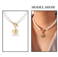New Artificial Pearl Coin Pendant Necklace Creative Retro Simple  Necklace main image 1
