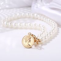 New Artificial Pearl Coin Pendant Necklace Creative Retro Simple  Necklace main image 5
