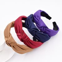 New Solid Color Striped Korean Fabric Knotted Retro Solid Color Fabric Handmade Headband main image 2