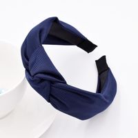 New Solid Color Striped Korean Fabric Knotted Retro Solid Color Fabric Handmade Headband main image 4