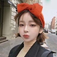 Koreanische Gestrickte Große Schmetterling Einfarbige Elastische Wolle Hasenohren Haarband main image 1