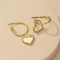 Fashion Hot Sale 1 Pair Of Diamond Love Earrings Wholesale main image 6