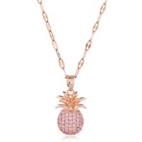Korean Fashion Style Copper Micro-inlaid Zircon Pineapple Necklace sku image 1
