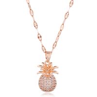 Korean Fashion Style Copper Micro-inlaid Zircon Pineapple Necklace sku image 2