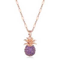 Korean Fashion Style Copper Micro-inlaid Zircon Pineapple Necklace sku image 3