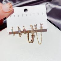 Fashion Micro-inlaid Zircon Snake Buckle Earrings Set Wholesale main image 3