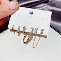 Fashion Micro-inlaid Zircon Snake Buckle Earrings Set Wholesale main image 4