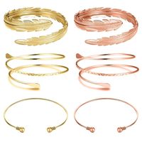 Best Selling Geometric Metal Arm Ring Leaf Bracelet Set Wholesale main image 6