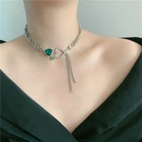 Purple Love Rhinestone Tassel Thick Necklace Clavicle Chain Wholesale sku image 1