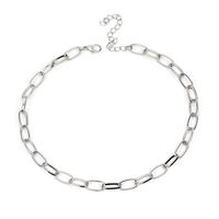 Fashion Metal Buckle Clavicle Chain Shiny Silver Necklace sku image 1