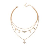 Fashion Multilayer Hexagram  Retro Exaggerated Love Diamond Necklace sku image 1