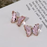 Creative Fantasy Glass Purple Crystal Butterfly Earrings sku image 2