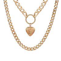 Fashion Multi-layer Love Pendant Gold Alloy Necklace sku image 1