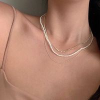 Fashion Retro Metal  Three-layer Short Freshwater Pearl Necklace sku image 1
