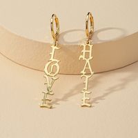 Fashion 1 Pair Of Gold Letter Hot Selling Earrings Love Hate Gothic Wholesale sku image 1