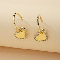 Fashion Hot Sale 1 Pair Of Diamond Love Earrings Wholesale sku image 1
