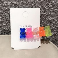 Korea New Cute Cartoon Color Clip Childlike Bear Hairpin Girl Sweet Side Clip  Wholesale sku image 1