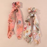 Fashion New Satin Floral Knotted Streamer Long Scarf Hair Scrunchies Set main image 3