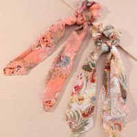 Fashion New Satin Floral Knotted Streamer Long Scarf Hair Scrunchies Set main image 4