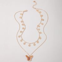 Fashion Multi-layer Wild Disc Butterfly Alloy Necklace Clavicle Chain main image 5