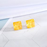 New Minimalist 925 Silver Needle Stud Wave Transparent Candy Square Resin Earrings sku image 1