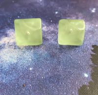 New Minimalist 925 Silver Needle Stud Wave Transparent Candy Square Resin Earrings sku image 8