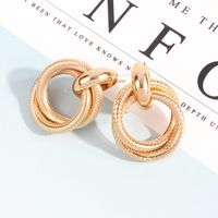 Simple Alloy Twisted Double Ring Earrings Wholesale main image 1
