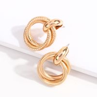 Simple Alloy Twisted Double Ring Earrings Wholesale main image 3