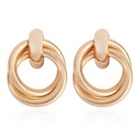Simple Alloy Twisted Double Ring Earrings Wholesale sku image 1