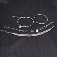 Simple Silver Glossy Tassel Bracelet  Personality Multilayer Chain Disc  Bracelet Set main image 5