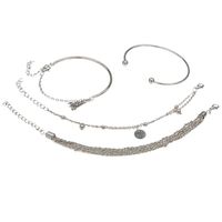 Simple Silver Glossy Tassel Bracelet  Personality Multilayer Chain Disc  Bracelet Set sku image 1