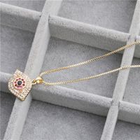 Korean New Micro-set Color Zircon Demon Eye Pendant Necklace Nihaojewelry Wholesale sku image 1