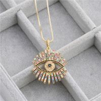 Korean New Micro-set Color Zircon Demon Eye Pendant Necklace Nihaojewelry Wholesale sku image 2