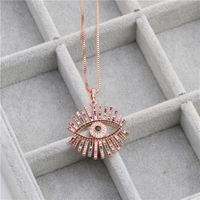 Korean New Micro-set Color Zircon Demon Eye Pendant Necklace Nihaojewelry Wholesale sku image 4