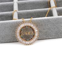 Copper Micro-inlaid Zircon Mom Pendant Necklace sku image 1