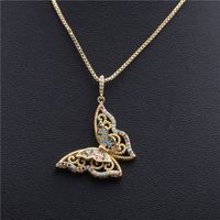 Fashion Jewelry Micro-set Zircon Butterfly Pendant Necklace Ladies Necklace Copper Necklace Wholesale Nihaojewelry sku image 2