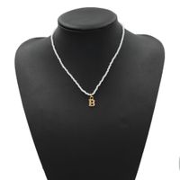 Creative Letter B Metal Pendant Pearl Necklace main image 1
