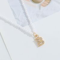 Creative Letter B Metal Pendant Pearl Necklace main image 3