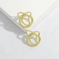 Korean Linear Braided Bow Simple Earrings main image 4