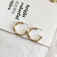 Simple Big Circle C-shaped Bamboo Earrings main image 2