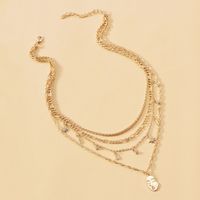 Collier Multicouche Pendentif Visage Mode main image 6