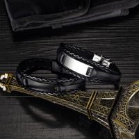 Fashion All-match Men's Titanium Steel Leather Bracelet main image 4