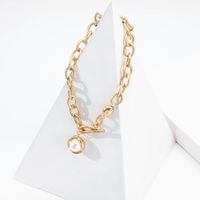 Alloy Thick Chain Pearl Pendant Necklace main image 1
