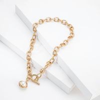Alloy Thick Chain Pearl Pendant Necklace main image 5