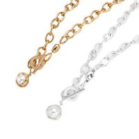 Alloy Thick Chain Pearl Pendant Necklace main image 3