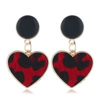 Leopard Leather Heart Earrings main image 1